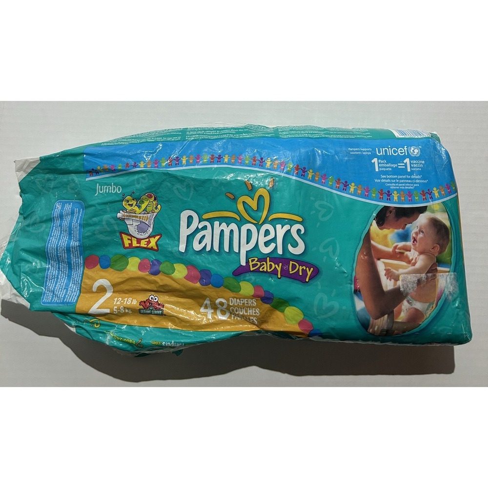 Vintage 2006 Pampers Baby Dry Size 2 Diapers Elmo UNICEF